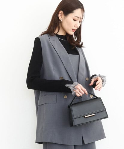 FKJJA80200 MK MICHEL KLEIN ダブルブレストジレ/洗える