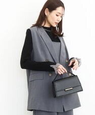 FKJJA80200 MK MICHEL KLEIN(MK ミッシェルクラン) ダブルブレストジレ/洗える グレー