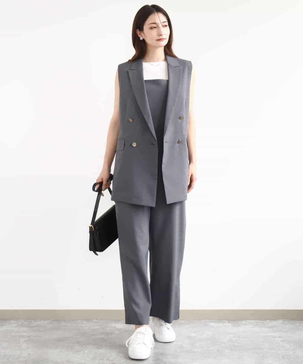 FKJJA80200 MK MICHEL KLEIN(MK ミッシェルクラン) ダブルブレストジレ/洗える グレー