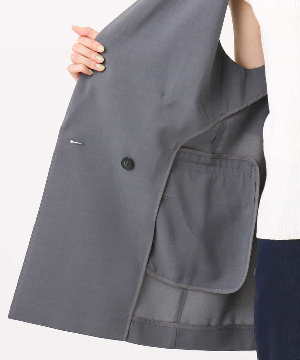 FKJJA80200 MK MICHEL KLEIN(MK ミッシェルクラン) ダブルブレストジレ/洗える グレー