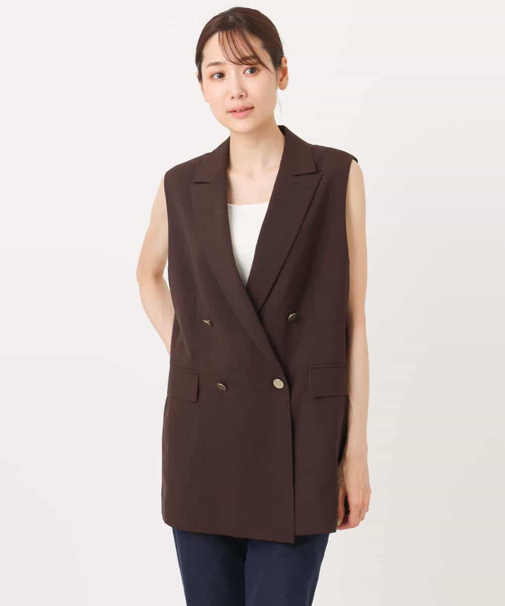 FKJJA80200 MK MICHEL KLEIN(MK ミッシェルクラン) ダブルブレストジレ/洗える グレー