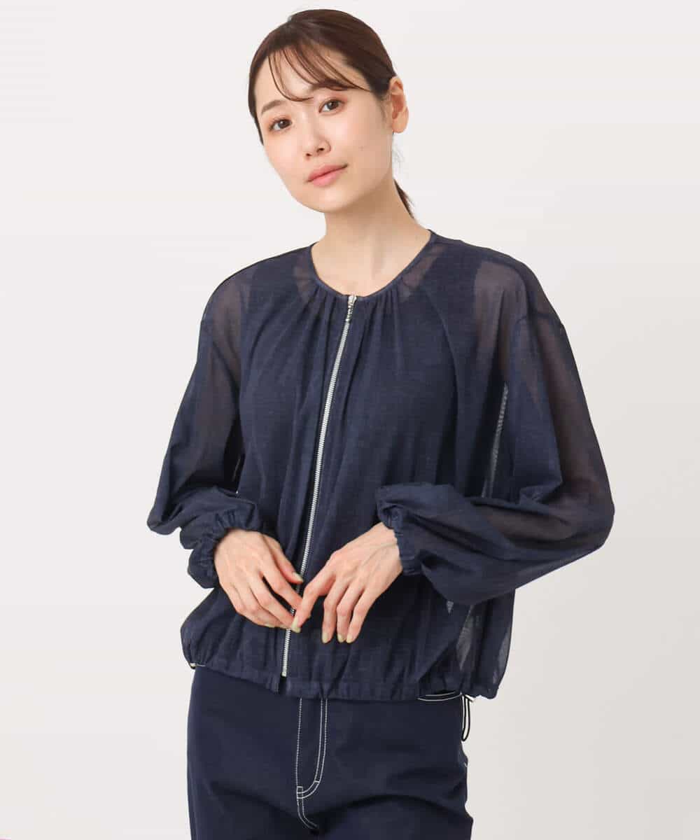 FKJJA88200 MK MICHEL KLEIN(MK ミッシェルクラン) デニム調シアーブルゾン/洗える ネイビー