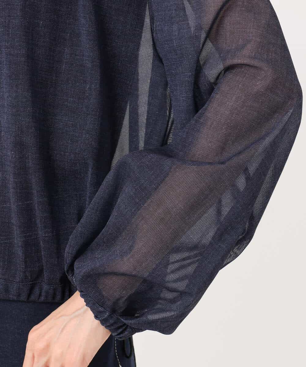 FKJJA88200 MK MICHEL KLEIN(MK ミッシェルクラン) デニム調シアーブルゾン/洗える ネイビー