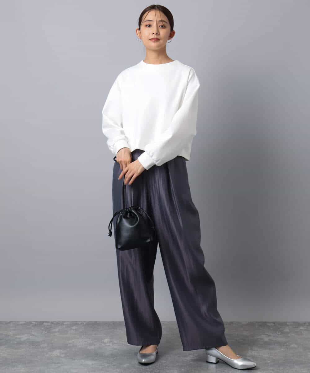 FKKAD30120 MK MICHEL KLEIN(MK ミッシェルクラン) バッグファスナーデザイン ポンチカットソー/洗える ワイン