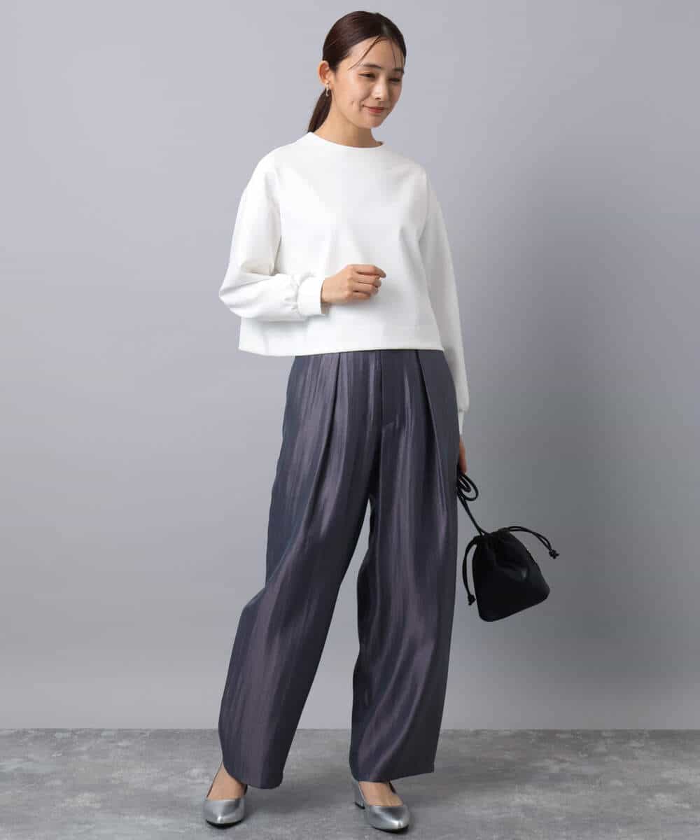 FKKAD30120 MK MICHEL KLEIN(MK ミッシェルクラン) バッグファスナーデザイン ポンチカットソー/洗える ワイン