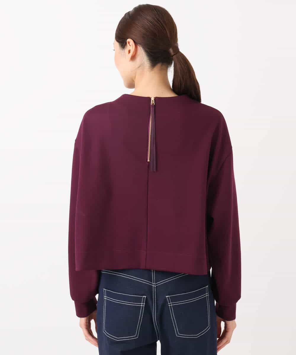 FKKAD30120 MK MICHEL KLEIN(MK ミッシェルクラン) バッグファスナーデザイン ポンチカットソー/洗える ワイン
