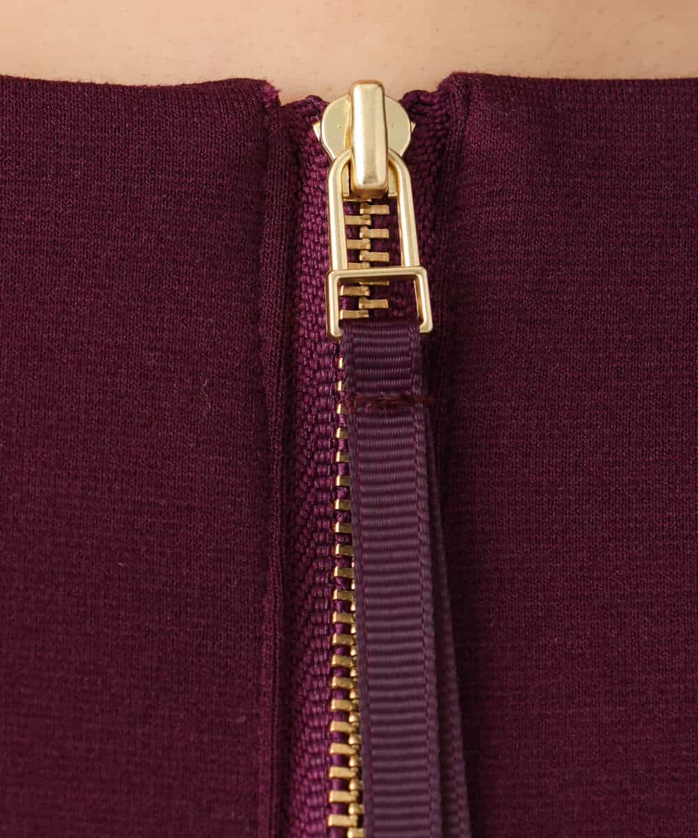 FKKAD30120 MK MICHEL KLEIN(MK ミッシェルクラン) バッグファスナーデザイン ポンチカットソー/洗える ワイン