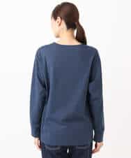 FKKAD31110 MK MICHEL KLEIN(MK ミッシェルクラン) 刺繍ロゴデザイン コットンロンT/洗える ネイビー