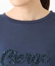 FKKAD31110 MK MICHEL KLEIN(MK ミッシェルクラン) 刺繍ロゴデザイン コットンロンT/洗える ネイビー
