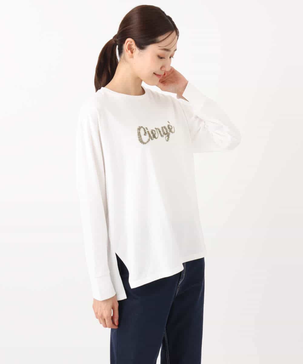 FKKAD31110 MK MICHEL KLEIN(MK ミッシェルクラン) 刺繍ロゴデザイン コットンロンT/洗える ネイビー