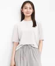 FKKAD33080 MK MICHEL KLEIN(MK ミッシェルクラン) シアーベロアTシャツ/洗える グレージュ
