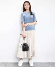 FKKAD33080 MK MICHEL KLEIN(MK ミッシェルクラン) シアーベロアTシャツ/洗える グレージュ