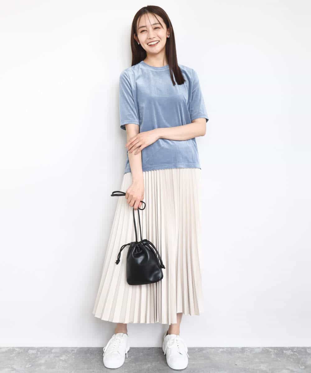 FKKAD33080 MK MICHEL KLEIN(MK ミッシェルクラン) シアーベロアTシャツ/洗える グレージュ