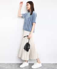 FKKAD33080 MK MICHEL KLEIN(MK ミッシェルクラン) シアーベロアTシャツ/洗える グレージュ