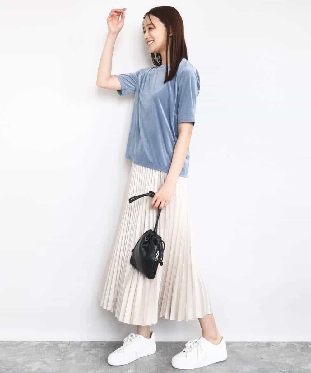 FKKAD33080 MK MICHEL KLEIN(MK ミッシェルクラン) シアーベロアTシャツ/洗える グレージュ
