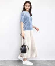 FKKAD33080 MK MICHEL KLEIN(MK ミッシェルクラン) シアーベロアTシャツ/洗える グレージュ