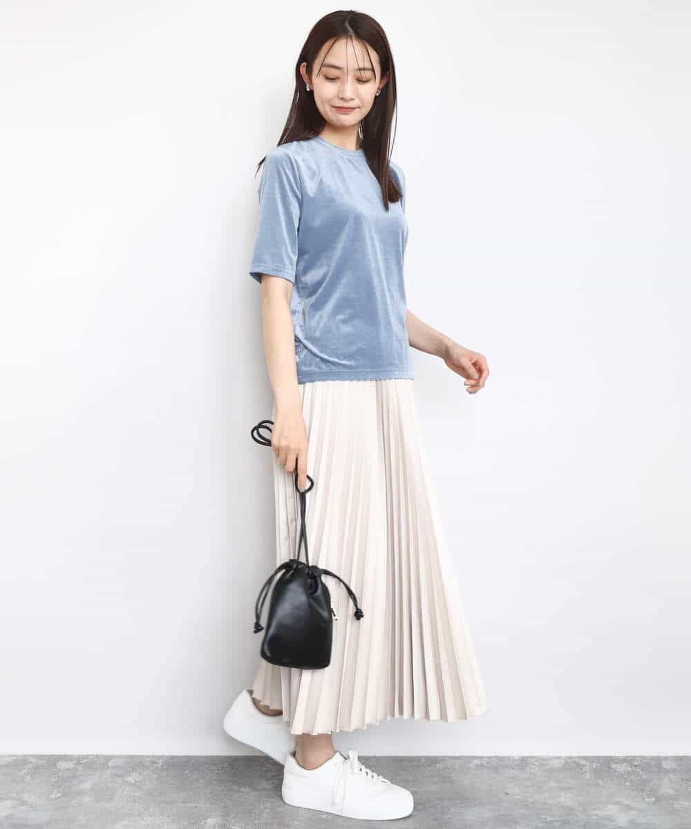 FKKAD33080 MK MICHEL KLEIN(MK ミッシェルクラン) シアーベロアTシャツ/洗える グレージュ