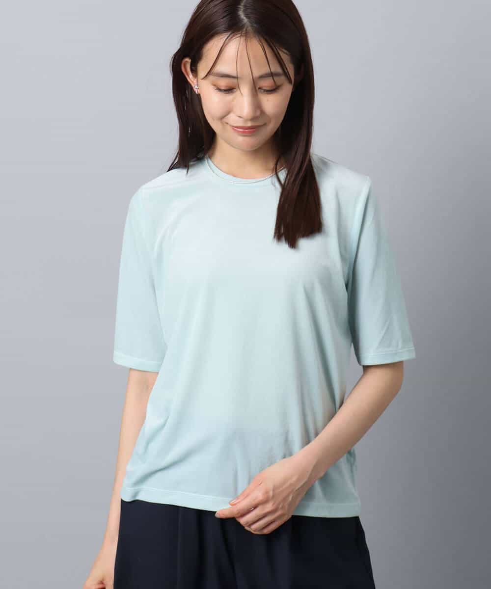 FKKAD33080 MK MICHEL KLEIN(MK ミッシェルクラン) シアーベロアTシャツ/洗える グレージュ