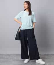 FKKAD33080 MK MICHEL KLEIN(MK ミッシェルクラン) シアーベロアTシャツ/洗える グレージュ