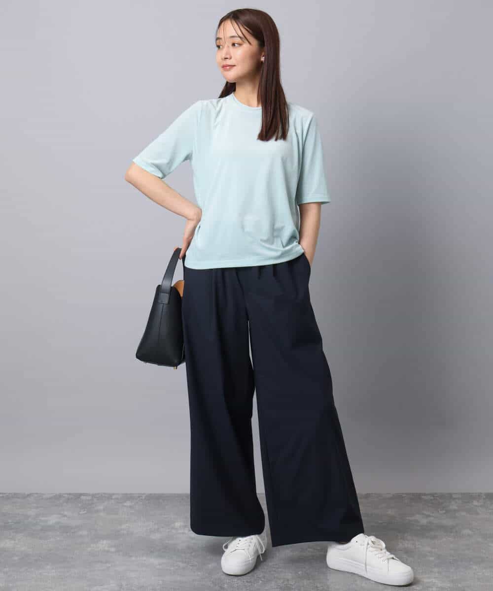 FKKAD33080 MK MICHEL KLEIN(MK ミッシェルクラン) シアーベロアTシャツ/洗える グレージュ