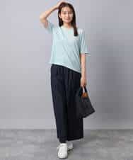 FKKAD33080 MK MICHEL KLEIN(MK ミッシェルクラン) シアーベロアTシャツ/洗える グレージュ