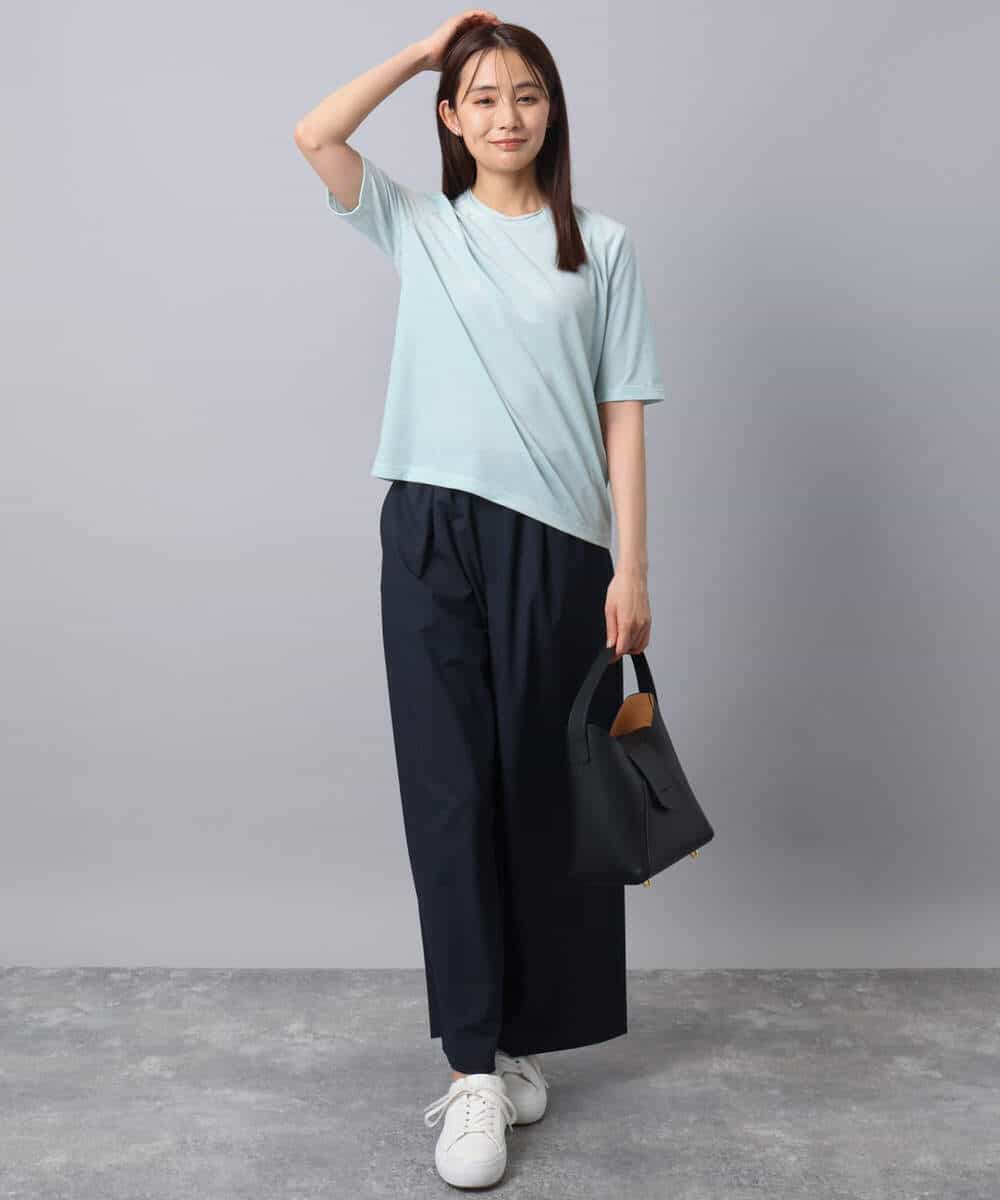 FKKAD33080 MK MICHEL KLEIN(MK ミッシェルクラン) シアーベロアTシャツ/洗える グレージュ