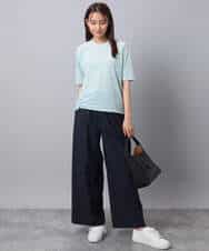 FKKAD33080 MK MICHEL KLEIN(MK ミッシェルクラン) シアーベロアTシャツ/洗える グレージュ
