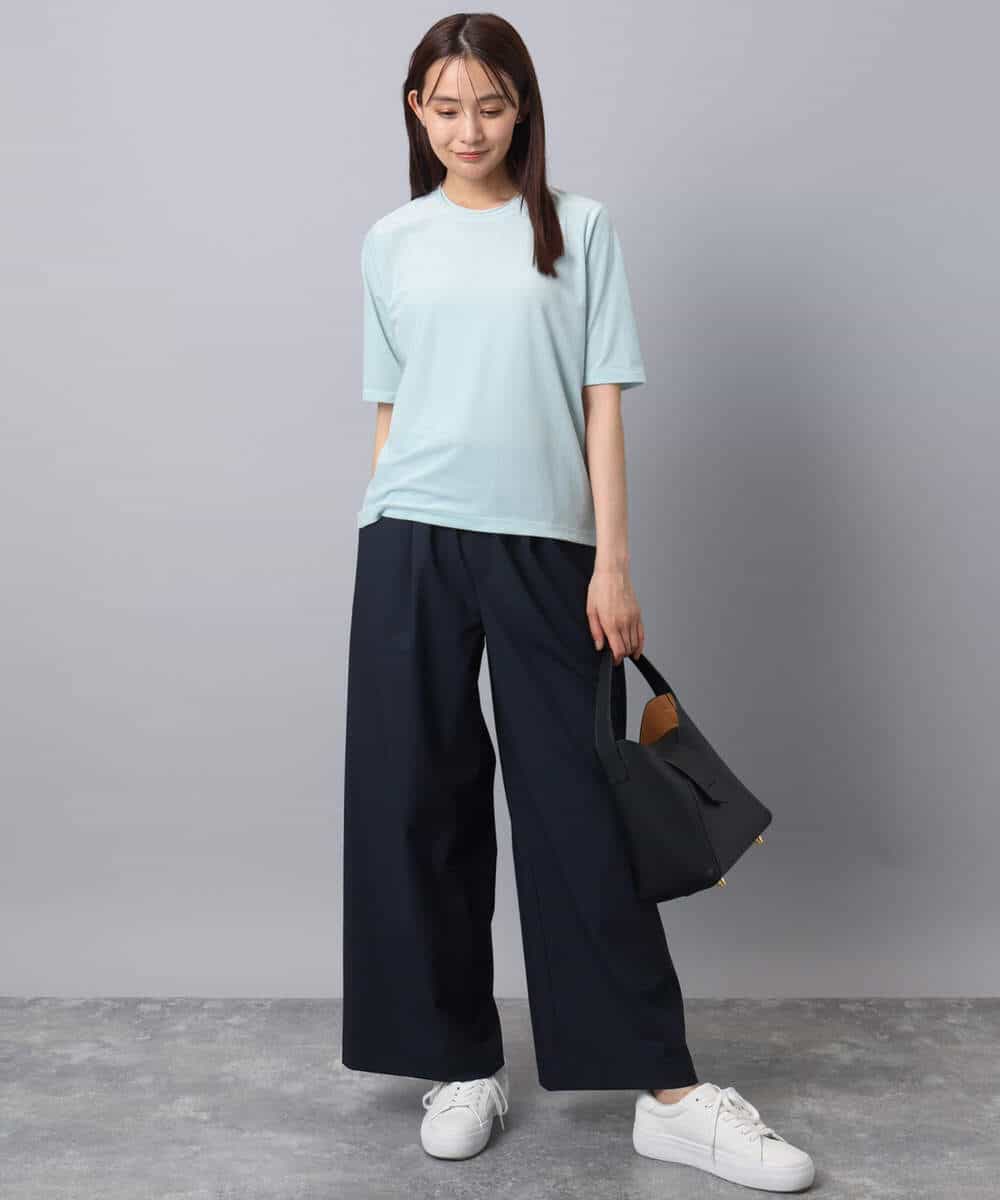 FKKAD33080 MK MICHEL KLEIN(MK ミッシェルクラン) シアーベロアTシャツ/洗える グレージュ