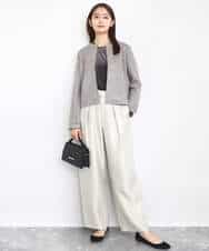 FKKAD33080 MK MICHEL KLEIN(MK ミッシェルクラン) シアーベロアTシャツ/洗える グレージュ