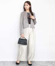 FKKAD33080 MK MICHEL KLEIN(MK ミッシェルクラン) シアーベロアTシャツ/洗える グレージュ