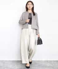 FKKAD33080 MK MICHEL KLEIN(MK ミッシェルクラン) シアーベロアTシャツ/洗える グレージュ