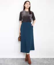 FKKAD33080 MK MICHEL KLEIN(MK ミッシェルクラン) シアーベロアTシャツ/洗える グレージュ