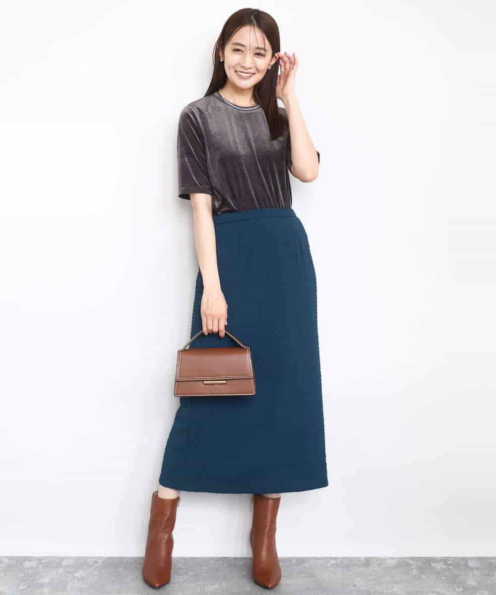 FKKAD33080 MK MICHEL KLEIN(MK ミッシェルクラン) シアーベロアTシャツ/洗える グレージュ