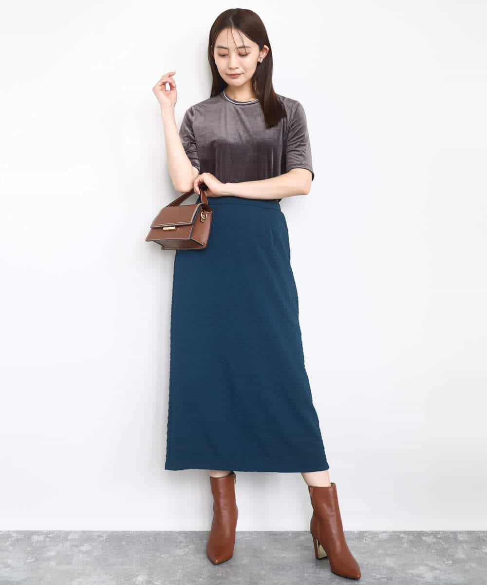 FKKAD33080 MK MICHEL KLEIN(MK ミッシェルクラン) シアーベロアTシャツ/洗える グレージュ