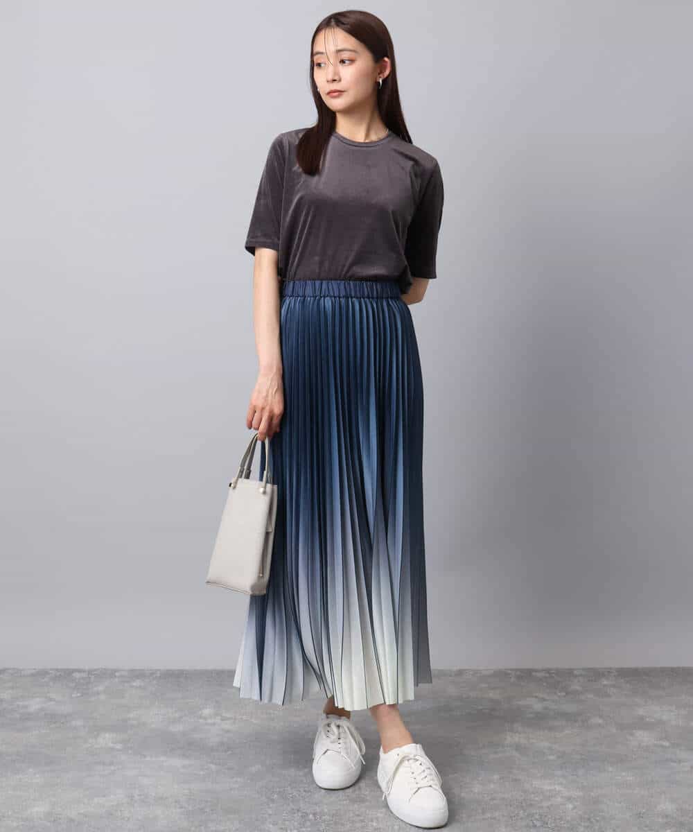 FKKAD33080 MK MICHEL KLEIN(MK ミッシェルクラン) シアーベロアTシャツ/洗える グレージュ