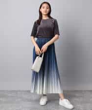 FKKAD33080 MK MICHEL KLEIN(MK ミッシェルクラン) シアーベロアTシャツ/洗える グレージュ