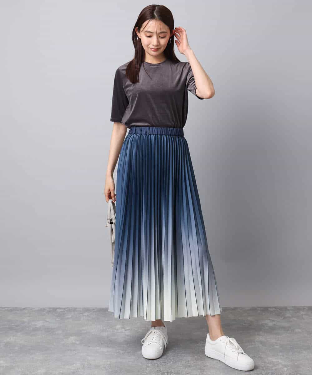 FKKAD33080 MK MICHEL KLEIN(MK ミッシェルクラン) シアーベロアTシャツ/洗える グレージュ
