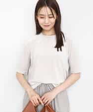 FKKAD33080 MK MICHEL KLEIN(MK ミッシェルクラン) シアーベロアTシャツ/洗える グレージュ