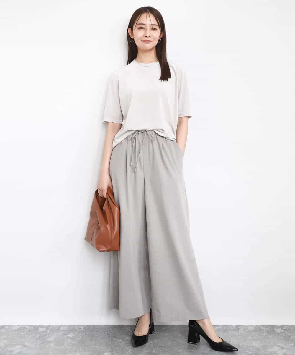 FKKAD33080 MK MICHEL KLEIN(MK ミッシェルクラン) シアーベロアTシャツ/洗える グレージュ
