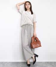FKKAD33080 MK MICHEL KLEIN(MK ミッシェルクラン) シアーベロアTシャツ/洗える グレージュ