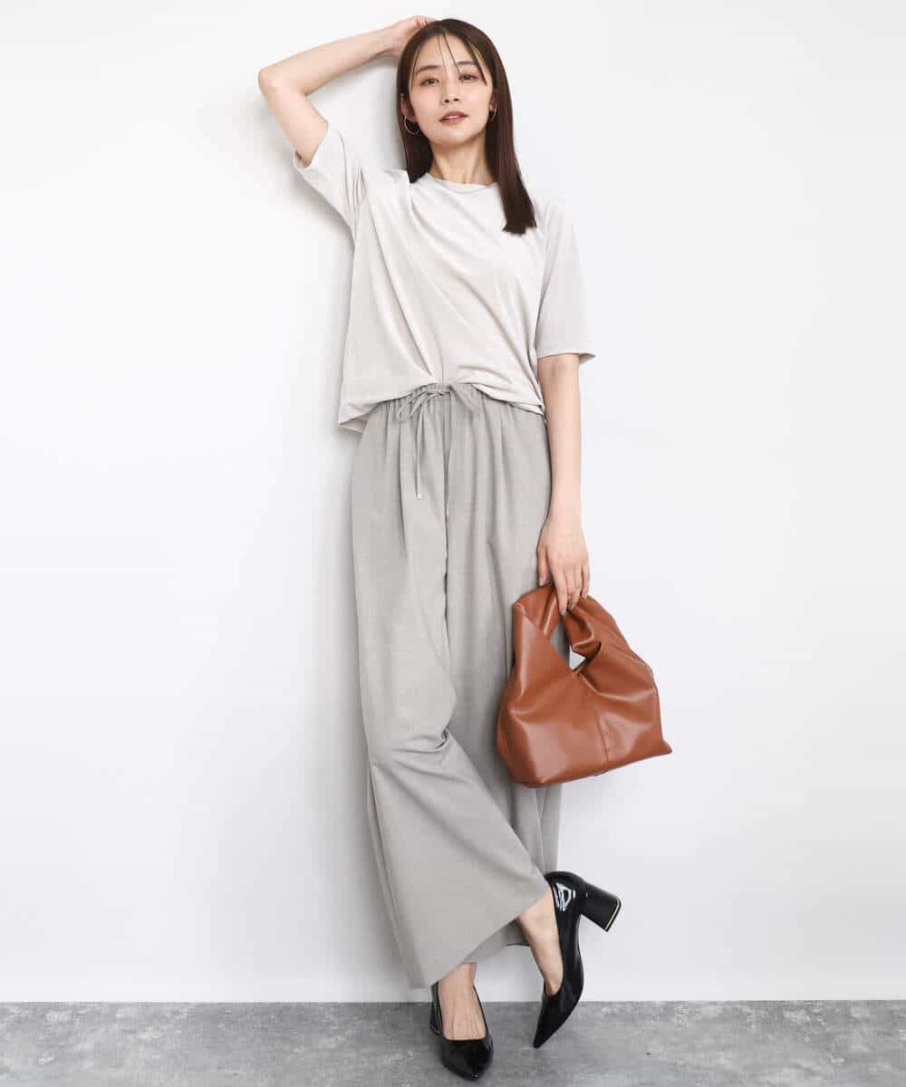 FKKAD33080 MK MICHEL KLEIN(MK ミッシェルクラン) シアーベロアTシャツ/洗える グレージュ