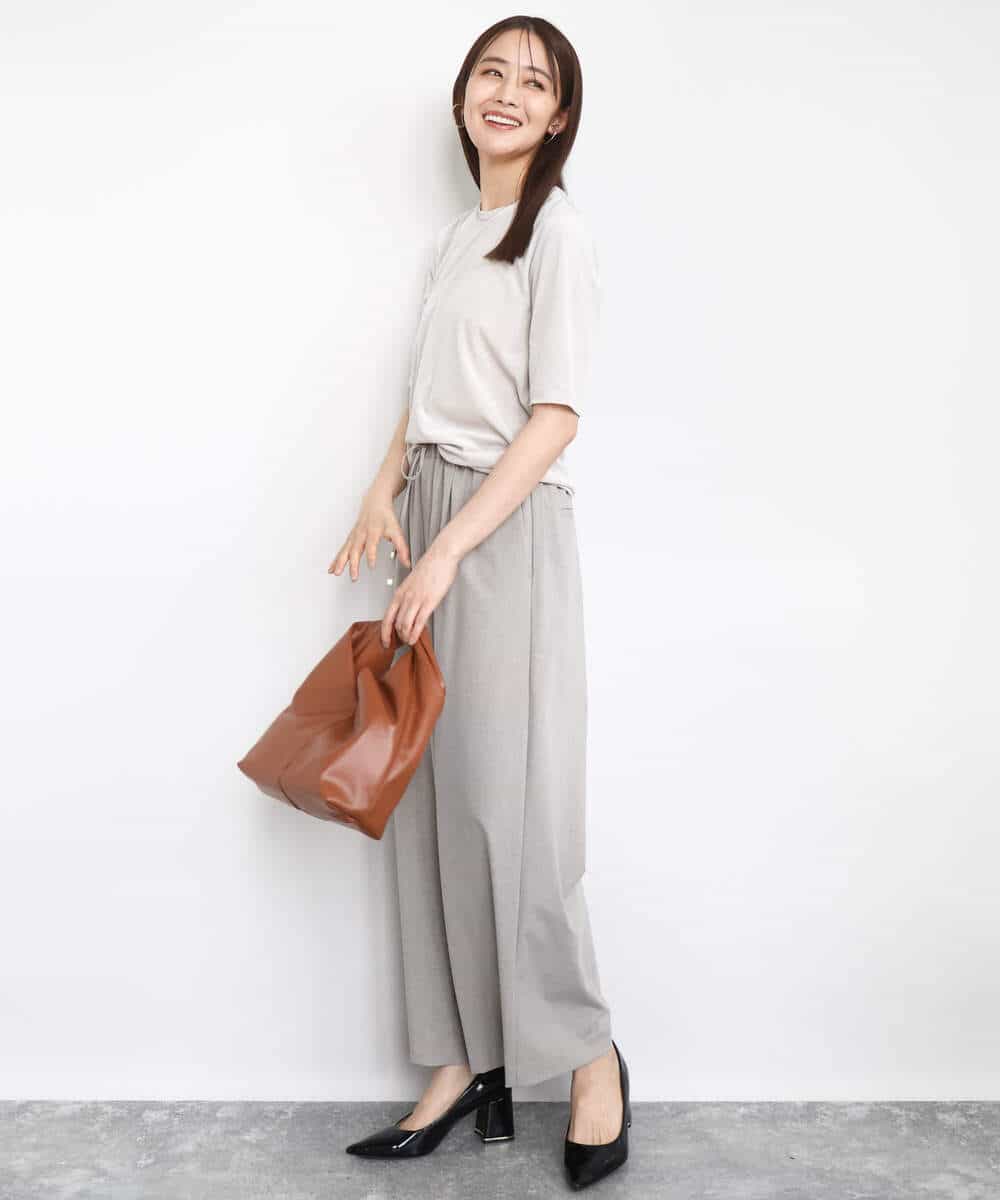 FKKAD33080 MK MICHEL KLEIN(MK ミッシェルクラン) シアーベロアTシャツ/洗える グレージュ