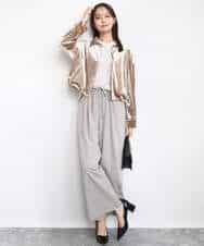 FKKAD33080 MK MICHEL KLEIN(MK ミッシェルクラン) シアーベロアTシャツ/洗える グレージュ