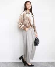 FKKAD33080 MK MICHEL KLEIN(MK ミッシェルクラン) シアーベロアTシャツ/洗える グレージュ