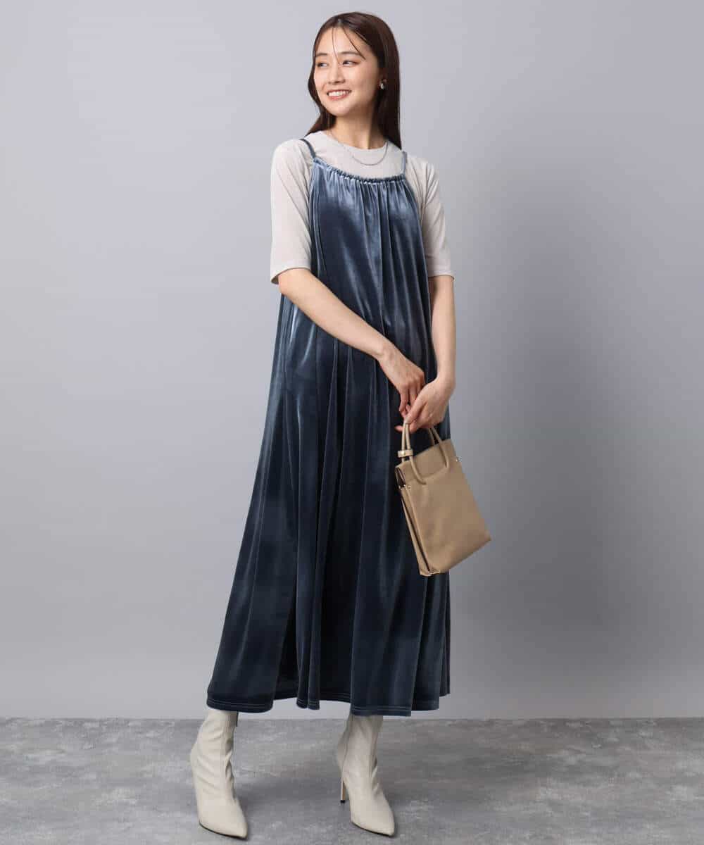 FKKAD33080 MK MICHEL KLEIN(MK ミッシェルクラン) シアーベロアTシャツ/洗える グレージュ