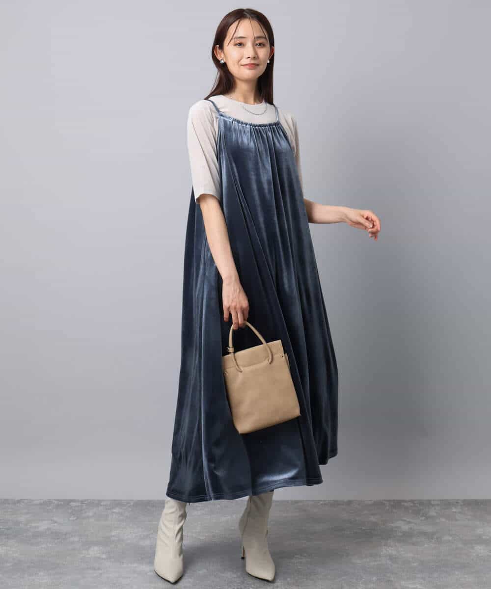FKKAD33080 MK MICHEL KLEIN(MK ミッシェルクラン) シアーベロアTシャツ/洗える グレージュ