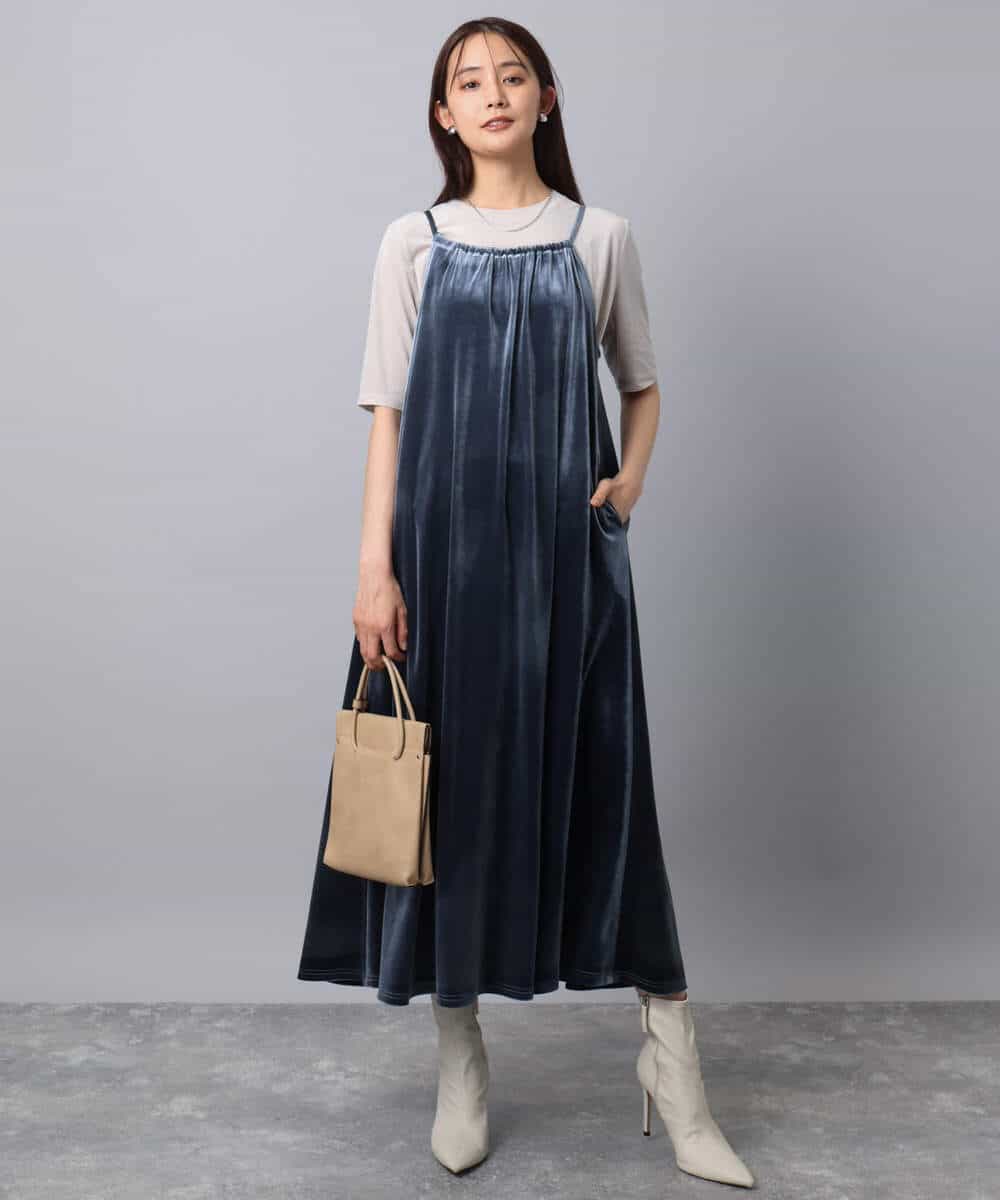 FKKAD33080 MK MICHEL KLEIN(MK ミッシェルクラン) シアーベロアTシャツ/洗える グレージュ
