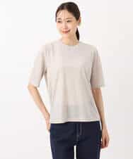 FKKAD33080 MK MICHEL KLEIN(MK ミッシェルクラン) シアーベロアTシャツ/洗える グレージュ