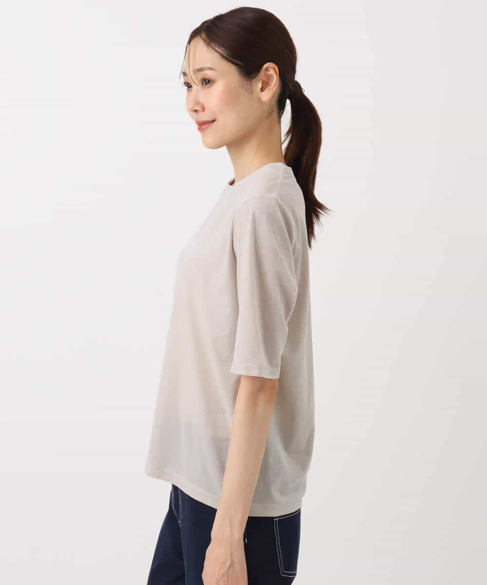 FKKAD33080 MK MICHEL KLEIN(MK ミッシェルクラン) シアーベロアTシャツ/洗える グレージュ