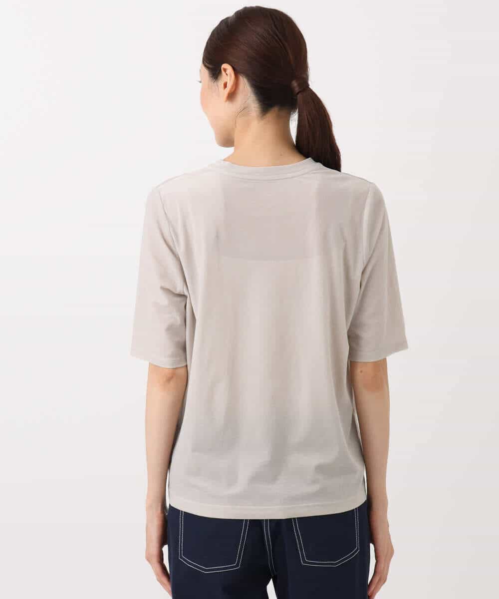 FKKAD33080 MK MICHEL KLEIN(MK ミッシェルクラン) シアーベロアTシャツ/洗える グレージュ
